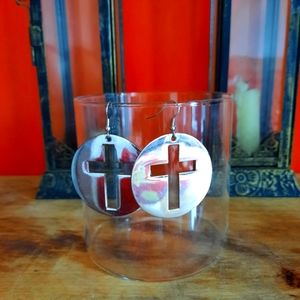 90s round cross earrings